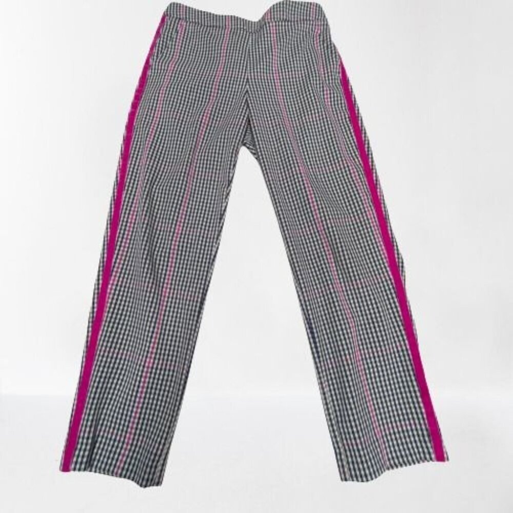 Banana Republic Hayden Small Blue Pink Plaid Straight Leg Pull-On Ankle Pants